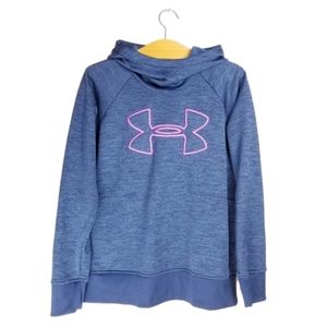 Under Armour Blue Hoodie With Big Purple Logo